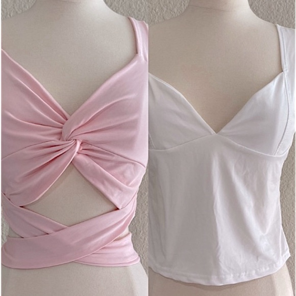 Bundle Set of 2 Pink & White top